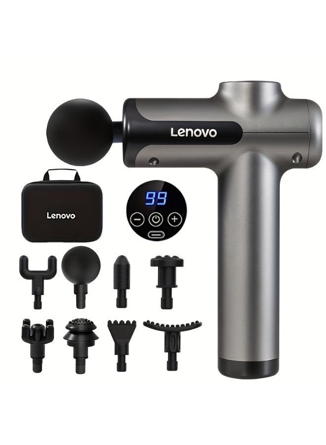 لينوفو Lenovo مسدس تدليك 99 مستوى قابل للشحن عبر USB 8 رؤوس محرك قوي وصامت للغاية للاسترخاء العميق لعضلات الجسم مساج للأنسجة الرخوة لتخفيف آلام الظهر والرقبة - Image 1